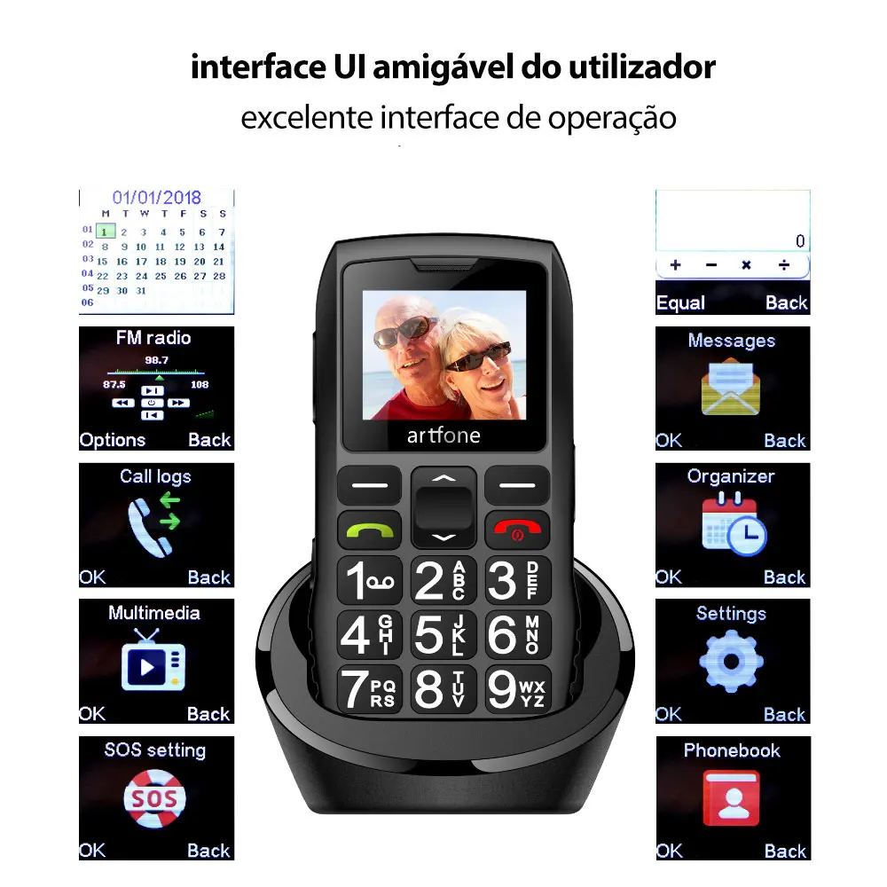 Телефон с большой кнопкой для пожилых людей artfone C1 + две SIM-карты разблокированный
