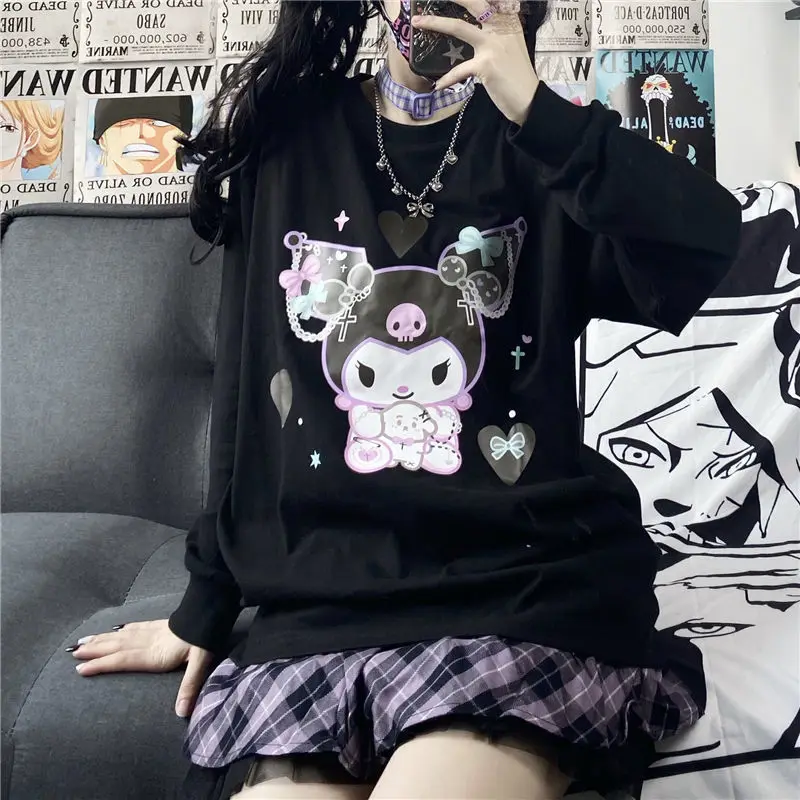 2022Spring Korean version of ins Kulomi print all-match loose mid-length long-sleeved t-shirt female student top bottoming shirt
2022Spring Korean version of ins Kulomi print all-match loose mid-length long-sleeved t-shirt female student top bottoming shirt