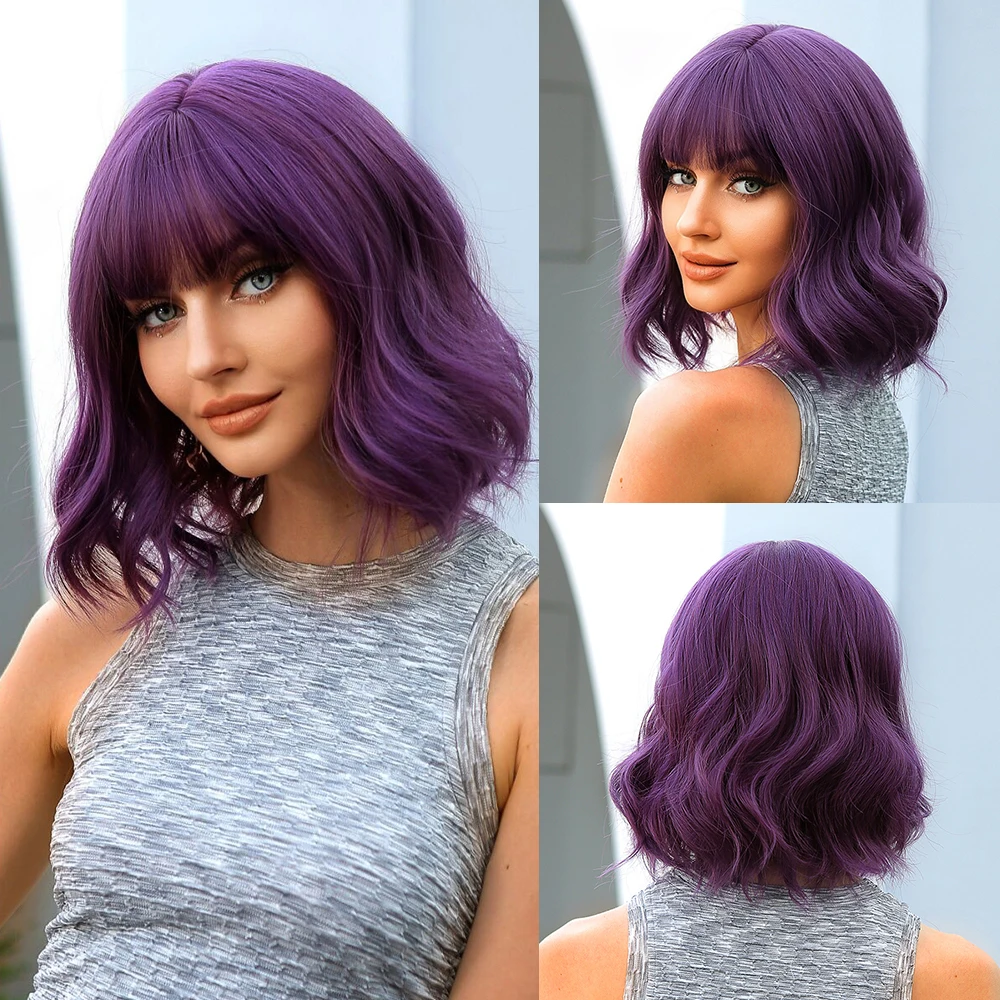 Short Purple Synthetic Wigs Body Wave Wig with Bangs for Black Women Bob Wig Cosplay Christmas Halloween Wigs Heat Resistant
Short Purple Synthetic Wigs Body Wave Wig with Bangs for Black Women Bob Wig Cosplay Christmas Halloween Wigs Heat Resistant