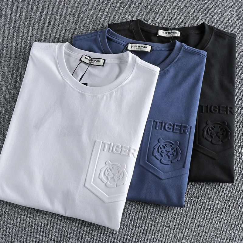 Three-dimensional embossed tiger pattern short sleeve T-shirt in pocket Men's summer simple cotton round neck half sleeve youth
Three-dimensional embossed tiger pattern short sleeve T-shirt in pocket Men's summer simple cotton round neck half sleeve youth