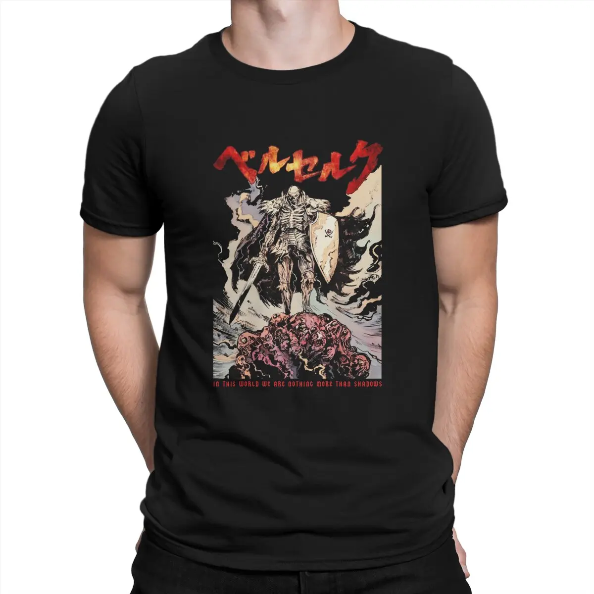 

Berserk Guts Skull Knight Skeleton Warrior T Shirts Men's Pure Cotton Vintage T-Shirt Round Collar Anime Manga Tee Shirt Short