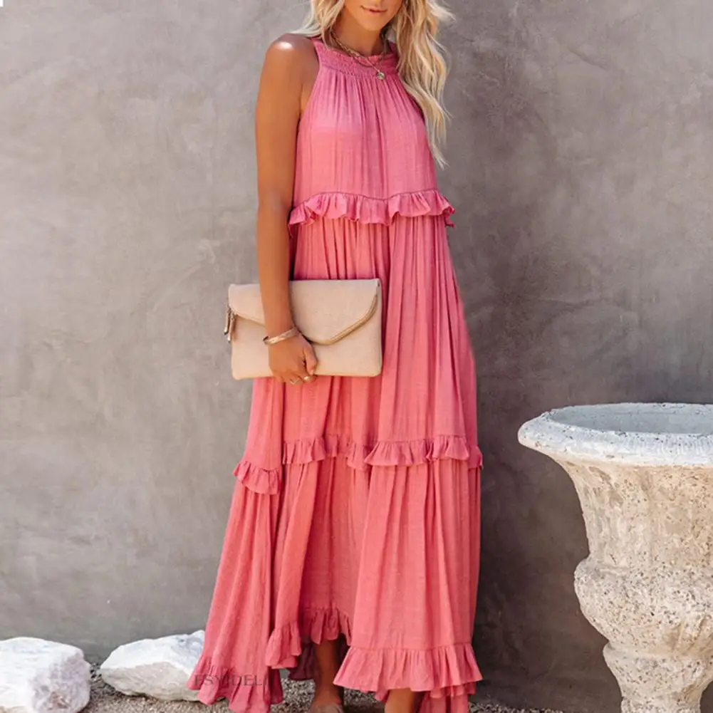 Party Dress Ankle Length Maxi Dress Layered Hem Loose Waist Female Casual Dress Beachwear
Party Dress Ankle Length Maxi Dress Layered Hem Loose Waist Female Casual Dress Beachwear