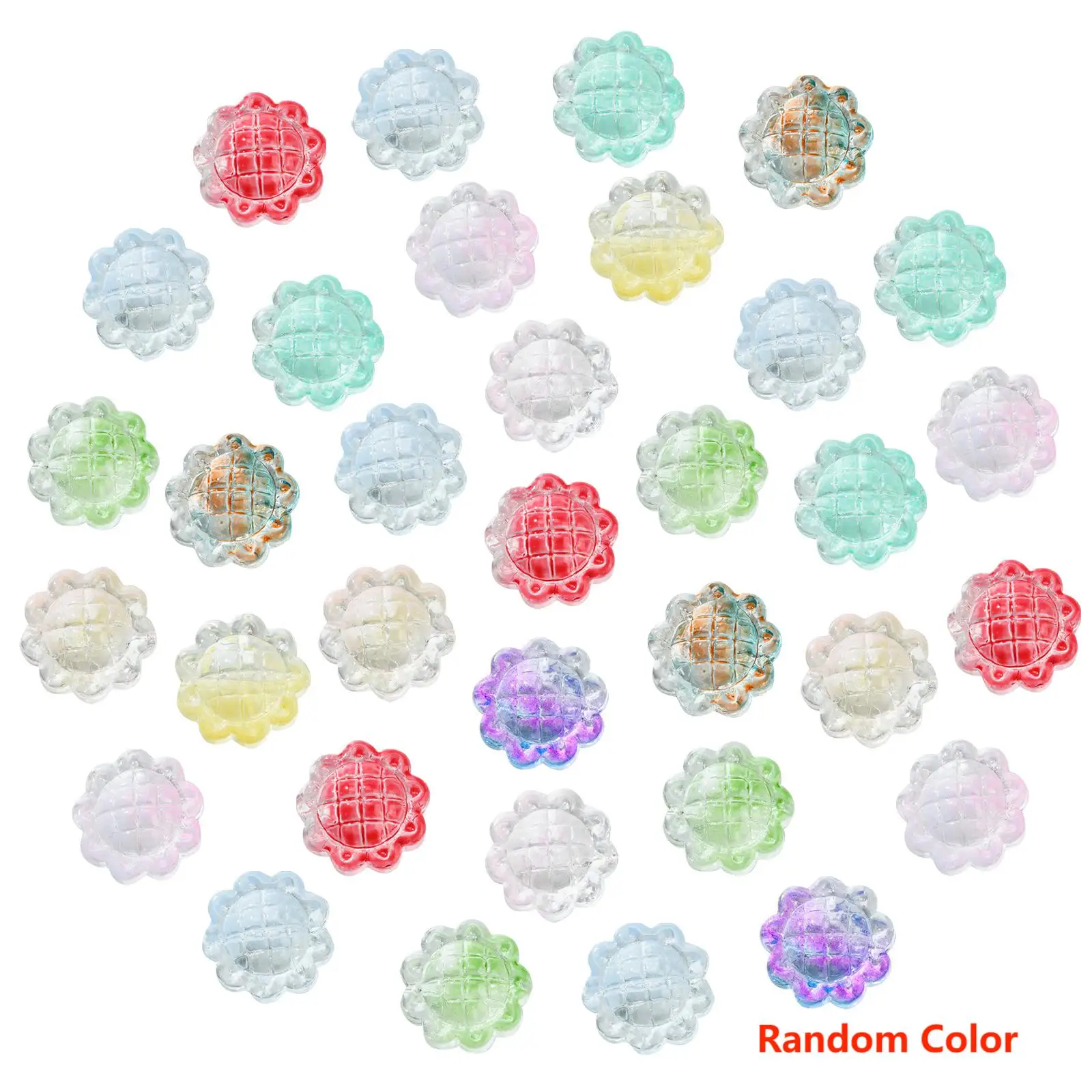

PandaHall 100Pcs Random Color Glass Sunflower Beads Colorful Floral Transparent Flower Glass Beads for DIY Jewelry Craft Making