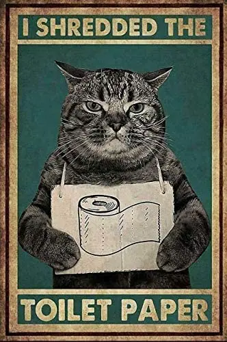 Кошка Я изрезала туалетную бумагу жестяной знак Ретро стиль металлический постер жестяной знак винтажный Настенный декор 
Кошка Я изрезала туалетную бумагу жестяной знак Ретро стиль металлический постер жестяной знак винтажный Настенный декор