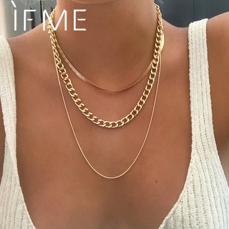 IF ME Punk Cuban Gold Color Snake Chain Choker Necklaces for Women Trendy Aesthetic Thick Clavicle Necklaces Fashion Jewelry
IF ME Punk Cuban Gold Color Snake Chain Choker Necklaces for Women Trendy Aesthetic Thick Clavicle Necklaces Fashion Jewelry
