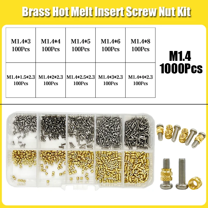 Латунные гайки с терморезьбой M1.4-M6 с винтами из нержавеющей стали
Латунные гайки с терморезьбой M1.4-M6 с винтами из нержавеющей стали