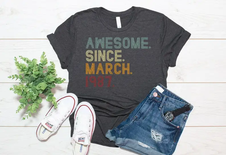35th Birthday Vintage 1987 Shirt Personalized March Birthday Gift 100% Cotton O Neck summer plus size Short Sleeve Fashion Tops
35th Birthday Vintage 1987 Shirt Personalized March Birthday Gift 100% Cotton O Neck summer plus size Short Sleeve Fashion Tops
