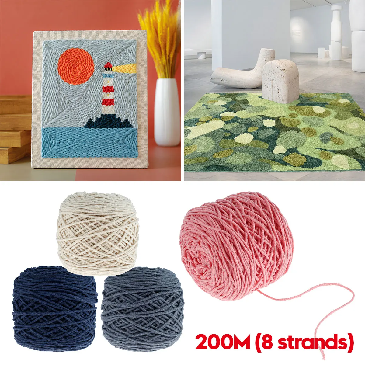 200M Cotton Knitting Yarn for Tufting Gun 8 Strands 5MM Tufting Yarn Cotton Yarn DIY Crochet and Knitting for Beginner Adults
200M Cotton Knitting Yarn for Tufting Gun 8 Strands 5MM Tufting Yarn Cotton Yarn DIY Crochet and Knitting for Beginner Adults