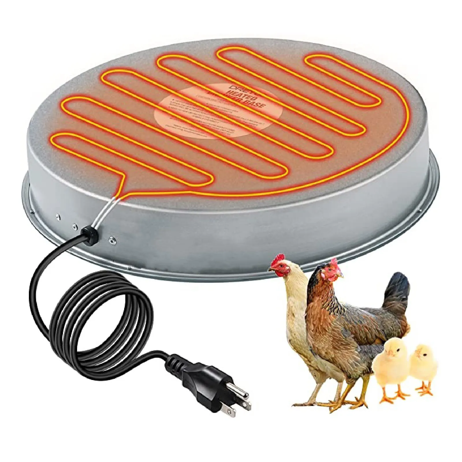Heated Base for Metal Poultry Founts Chicken Waterer Heated Base Chicken Coop Accessories 
Heated Base for Metal Poultry Founts Chicken Waterer Heated Base Chicken Coop Accessories