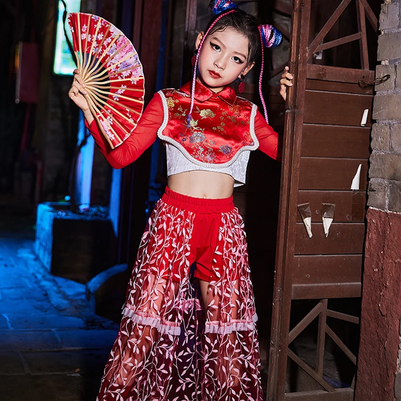 2022 Chinese Style Jazz Dance Costumes For Girls Red Outfits Street Dance Wear Ballroom Dance Hip Hop Performance Wear 120-170
2022 Chinese Style Jazz Dance Costumes For Girls Red Outfits Street Dance Wear Ballroom Dance Hip Hop Performance Wear 120-170
