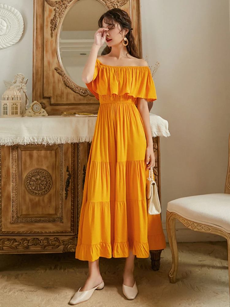 Women's Summer Dress 2023 Loose Backless Straight Collar Long Elegant Dress Holiday Solid Color Women's Sexy Evening Dresses
Women's Summer Dress 2023 Loose Backless Straight Collar Long Elegant Dress Holiday Solid Color Women's Sexy Evening Dresses