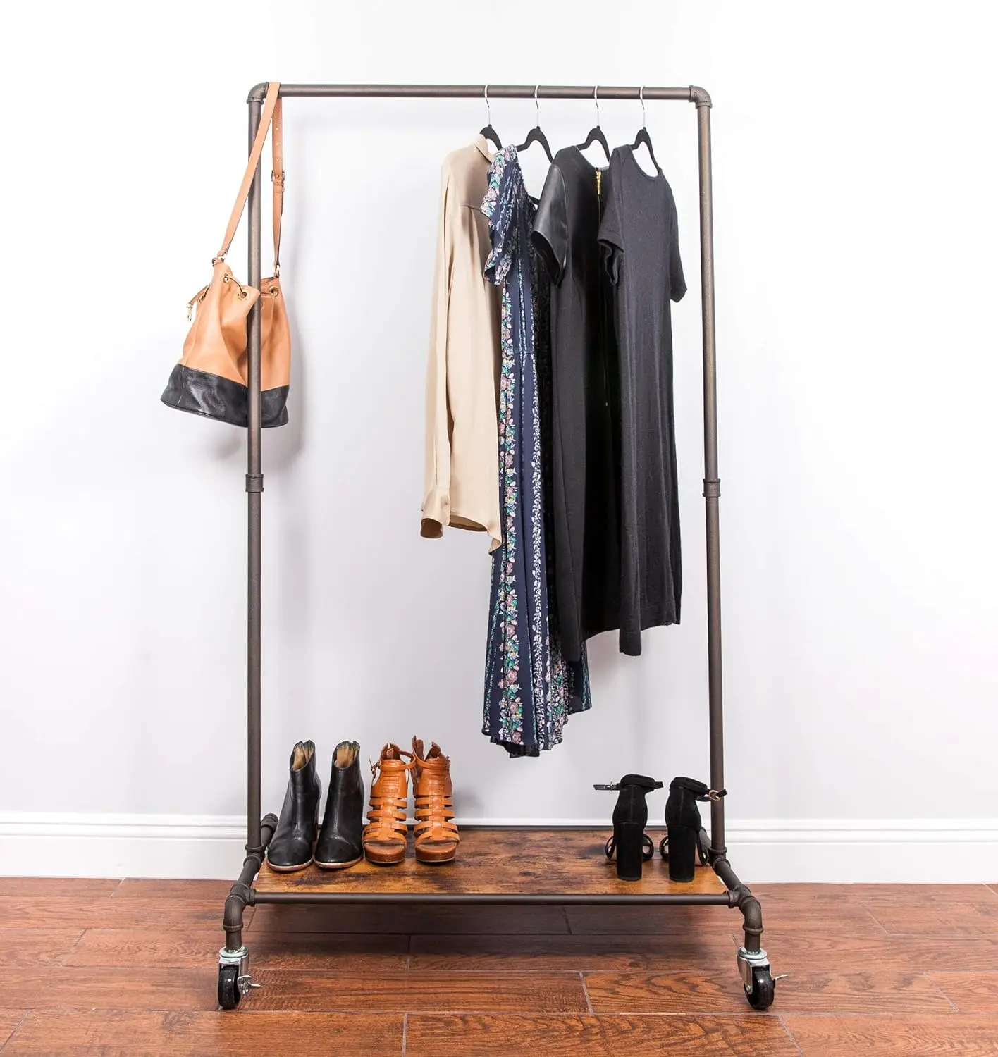 Industrial Style Garment with Wood Shelf, Satin Pewter Clothes hanger Hanger clips Pants hanger Skirt hanger Hangers Heart shel
Industrial Style Garment with Wood Shelf, Satin Pewter Clothes hanger Hanger clips Pants hanger Skirt hanger Hangers Heart shel