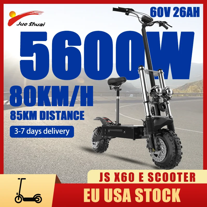 

электросамокат Электрический скутер со склада ЕС/США, 5600 Вт, двойной мотор 80 км/ч, Электрический скутер, диапазон 85 км, складной скутер, 11 дюймов, внедорожная шина, Электрический скутер