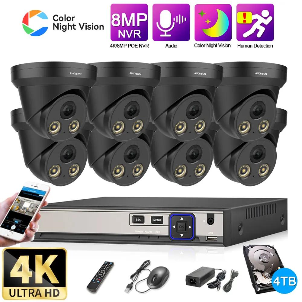 8MP Super HD Surveillance Security IP Camera Set Dome White Alarm Color Night Vison 50M IP67 Weatherproof Audio POE NVR System
8MP Super HD Surveillance Security IP Camera Set Dome White Alarm Color Night Vison 50M IP67 Weatherproof Audio POE NVR System