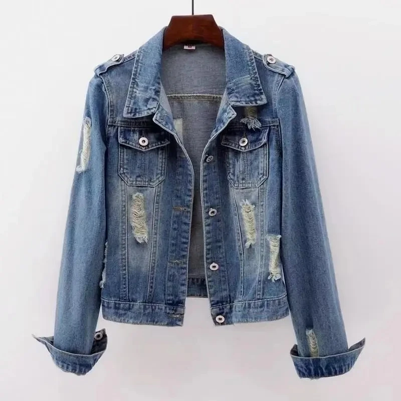 Spring New Korean Denim Jackets Women's Slim Hole Long-Sleeved Short 6XL Student Coats Female Casual Tops Bomber Jeans Outerwear
Spring New Korean Denim Jackets Women's Slim Hole Long-Sleeved Short 6XL Student Coats Female Casual Tops Bomber Jeans Outerwear