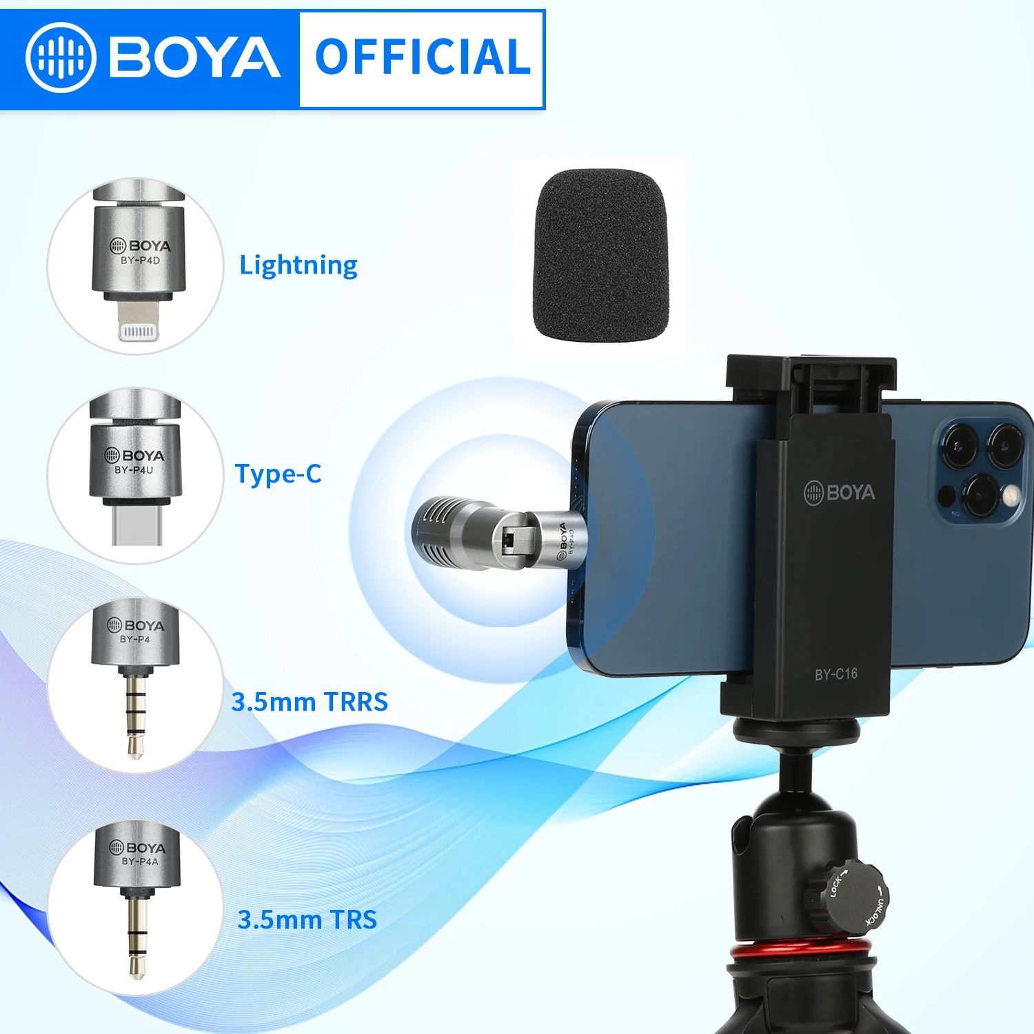 Фото Всенаправленный конденсаторный мини-микрофон BOYA BY-P4 для смартфонов | Электроника