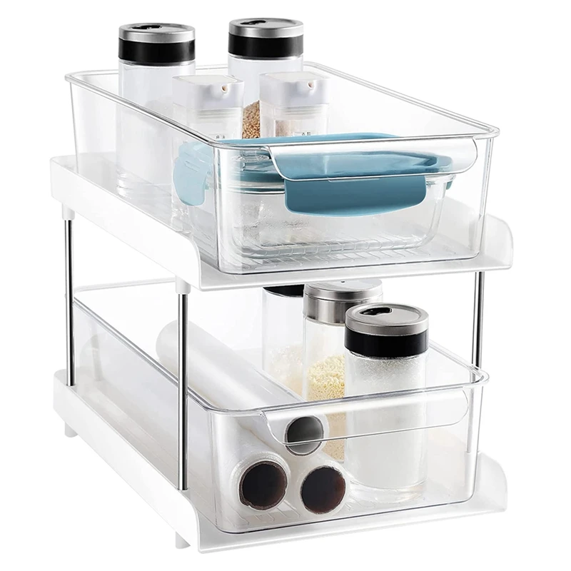 2 Tier Organizer With Clear Drawer Bins Great For Under Kitchen Sink Organizing And Bathroom Cabinet Storage Organizer
2 Tier Organizer With Clear Drawer Bins Great For Under Kitchen Sink Organizing And Bathroom Cabinet Storage Organizer
