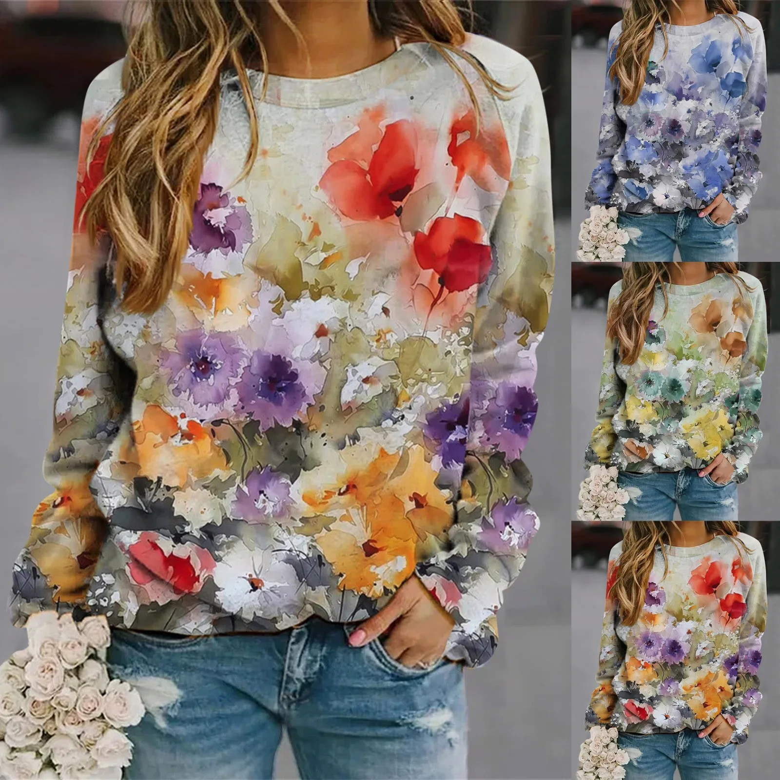 Women Casual Floral Print Blouses Round Neck Long Sleeve Sweatshirt Loose Splice Tops Surf Sweatshirt Women Swear Shirt Women
Women Casual Floral Print Blouses Round Neck Long Sleeve Sweatshirt Loose Splice Tops Surf Sweatshirt Women Swear Shirt Women