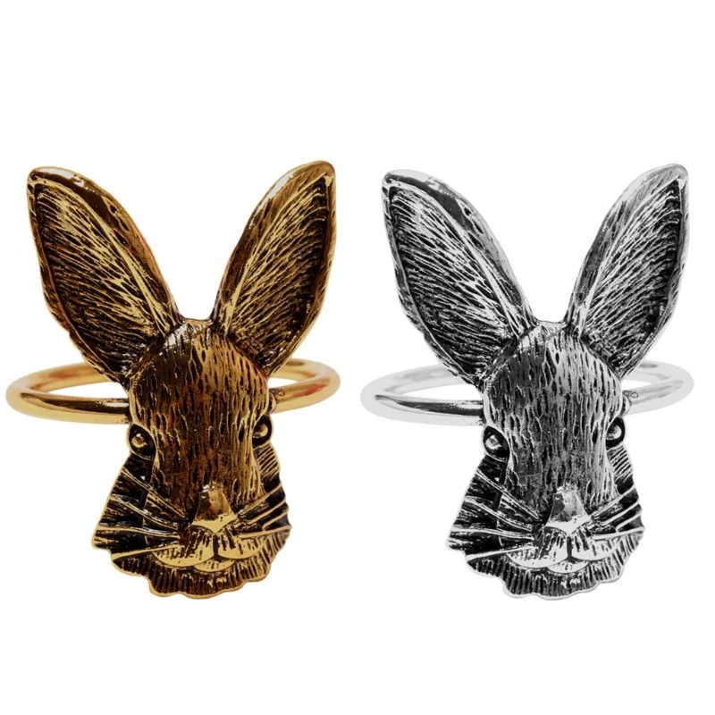 

6 Pack Napkin Rings Serviette Napkin Rings Alloy Hare Shapes Napkin Buckles for Wedding Dining Table Parties Decorations