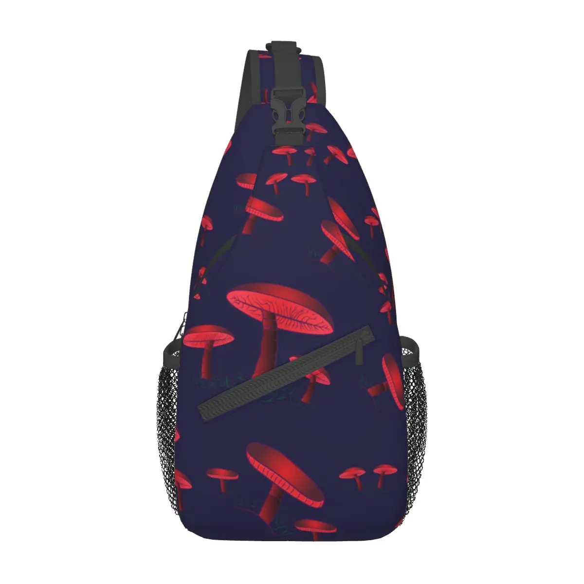 

Мужская нагрудная сумка с красными грибами, Повседневная маленькая дорожная сумка через плечо для коротких поездок