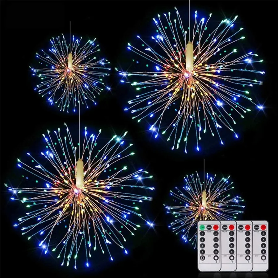 

Christmas Garland Fireworks Fairy String Lights Battery Powered 150/180/200LED Dandelion Explosion Star Garden lights Home Decor