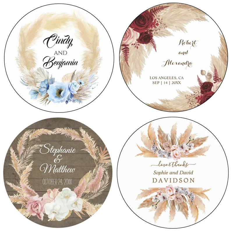 LOGO custom wedding stickers, pampas reed seal labels, personalized birthday christening seal stickers, party decoration supplie
LOGO custom wedding stickers, pampas reed seal labels, personalized birthday christening seal stickers, party decoration supplie