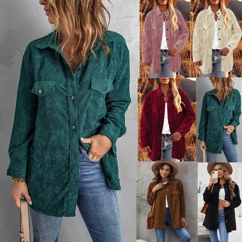 Autumn and winter 2022 new thickened corduroy lapel button loose casual coat for women
Autumn and winter 2022 new thickened corduroy lapel button loose casual coat for women