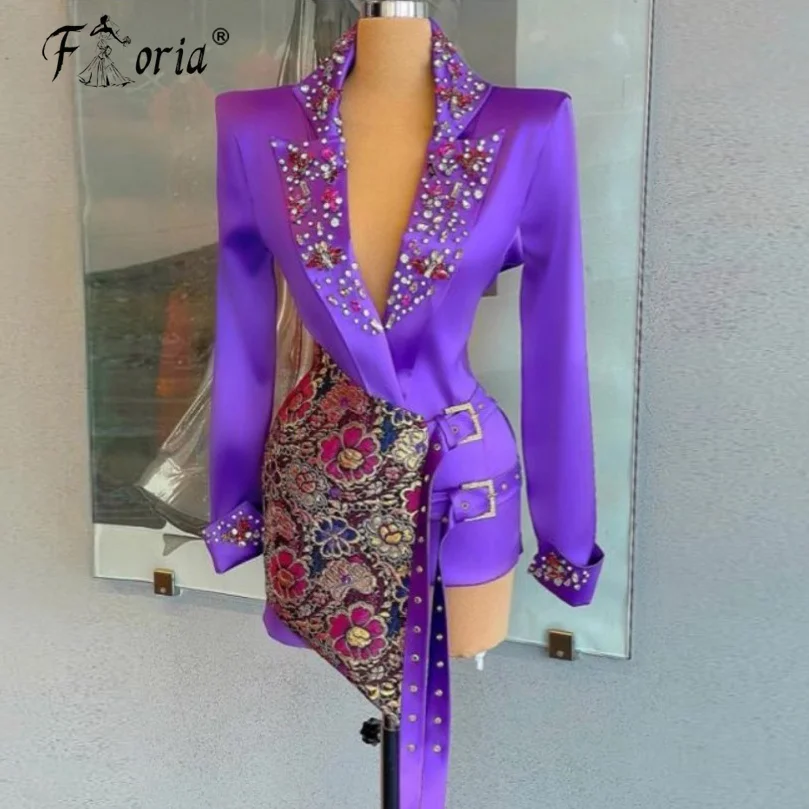 Runaway Autumn Purple Short Prom Dress Women Long Sleeve Beaded Crystals Woman Blazer Blouse Floral Homecoming Fashion Suits
Runaway Autumn Purple Short Prom Dress Women Long Sleeve Beaded Crystals Woman Blazer Blouse Floral Homecoming Fashion Suits