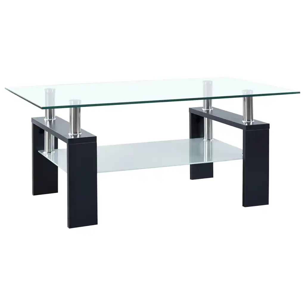 

Coffee Table, Tempered Glass Tea Table, Livingroom Furniture Black and Transparent 95x55x40 cm