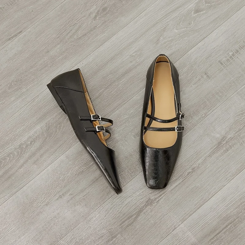Cow Woment Flats Leather Square Toe Women Simple Shoes Girls Buckle Footwear Mary Janes Low Heel 1 CM TPR Bottom
Cow Woment Flats Leather Square Toe Women Simple Shoes Girls Buckle Footwear Mary Janes Low Heel 1 CM TPR Bottom