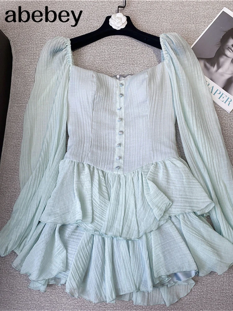 Платье женское летнее однотонное с оборками, квадратным вырезом и рукавами-фонариками, бантом и высокой талией, 2022
Платье женское летнее однотонное с оборками, квадратным вырезом и рукавами-фонариками, бантом и высокой талией, 2022