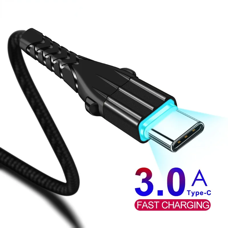 

3A USB Type C Data Cable for Samsung Galaxy S10 Xiaomi Redmi Note 7 Huawei Fast Charging Mobile Phone Chargers 0.15m 0.5m 1m 2m
