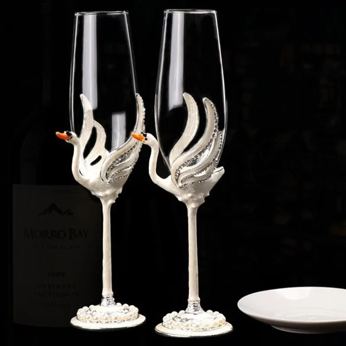 

Enamel Color Swan High Leg Champagne Glass Ins Sparkling Wine Glass Wine Cocktail Cup Family Wedding Cup