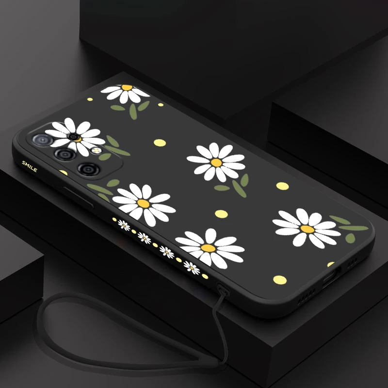 

Scattered Daisy Phone Case For Samsung Galaxy S23 S22 S21 S20 Ultra Plus FE S10 4G S9 S10E Note 20 10 9 Plus With Lanyard Cover