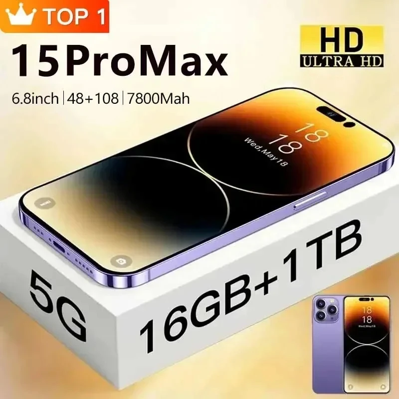 Original Brand New For 15 Pro Max Smartphone 6.8 inch Full Screen Face ID 16GB+1TB Mobile Phones Global Version 4G 5G Phone
Original Brand New For 15 Pro Max Smartphone 6.8 inch Full Screen Face ID 16GB+1TB Mobile Phones Global Version 4G 5G Phone