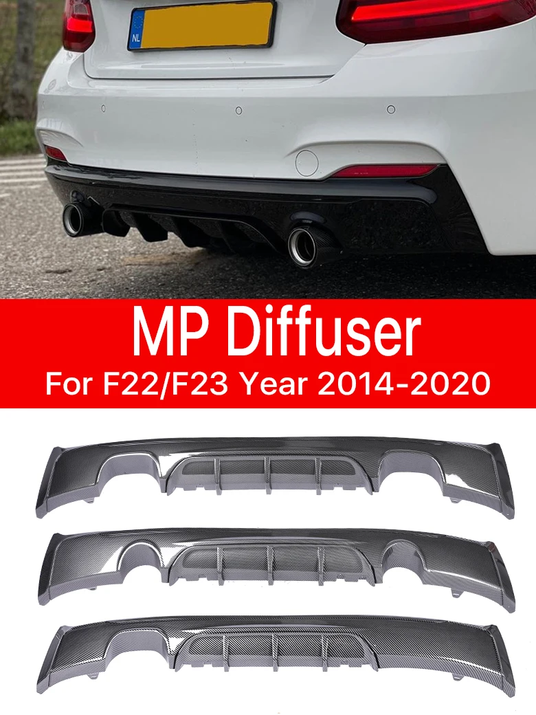 

Carbon Fiber Look Rear Diffuser Bumper Body Kit For BMW 2 Series F22 F23 2014-2020 Glossy Black M Sport M Tech M Performance