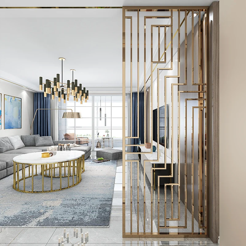 Light luxury stainless steel screen Nordic stop simple modern living room titanium metal partition wall
Light luxury stainless steel screen Nordic stop simple modern living room titanium metal partition wall