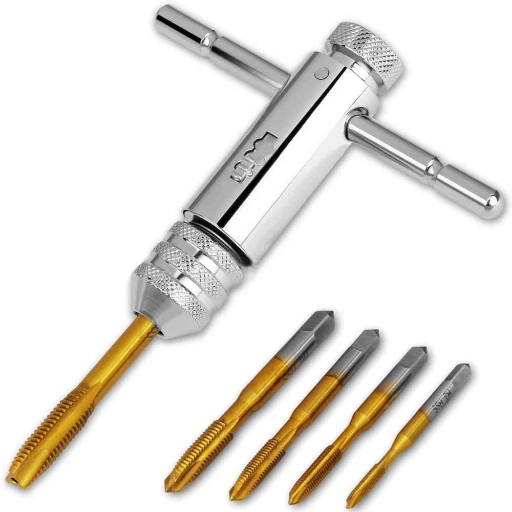 Adjustable T-Handle Ratchet Tap Holder Wrench for M3-M8 3mm-8mm Machine Screw Thread Metric Plug T-shaped Tap Disassembly Tool
Adjustable T-Handle Ratchet Tap Holder Wrench for M3-M8 3mm-8mm Machine Screw Thread Metric Plug T-shaped Tap Disassembly Tool