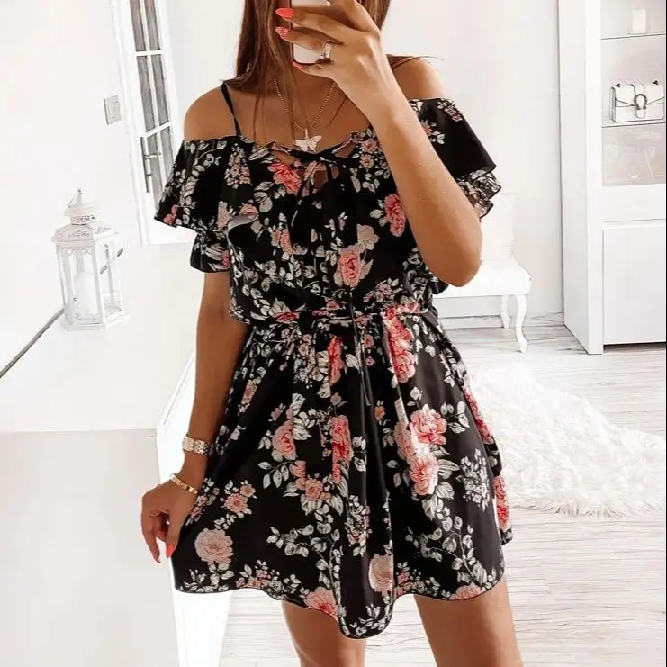 Sexy Spaghetti Strap Off Shoulder Floral Print Mini Woman Dress 2021 Summer Casual White Ruffles Ladies Dresses For Women Robe
Sexy Spaghetti Strap Off Shoulder Floral Print Mini Woman Dress 2021 Summer Casual White Ruffles Ladies Dresses For Women Robe