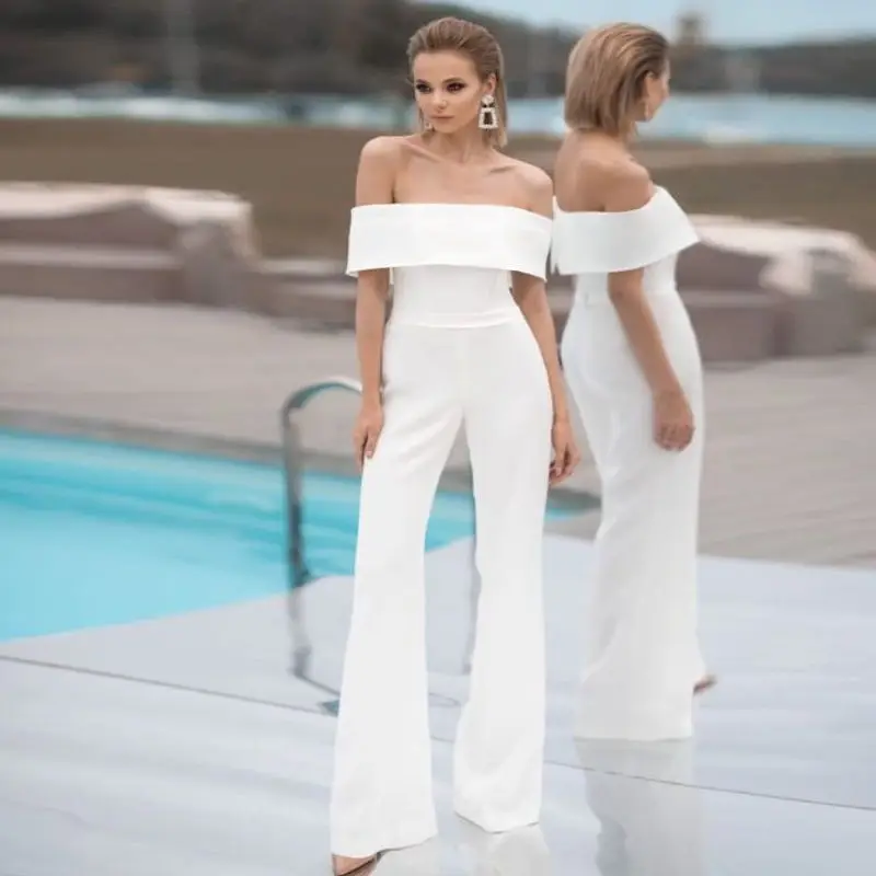Simple Jumpsuits Boat Neck Wedding Dress for Woman Backless Bride Gown Vestidos De Soiree
Simple Jumpsuits Boat Neck Wedding Dress for Woman Backless Bride Gown Vestidos De Soiree