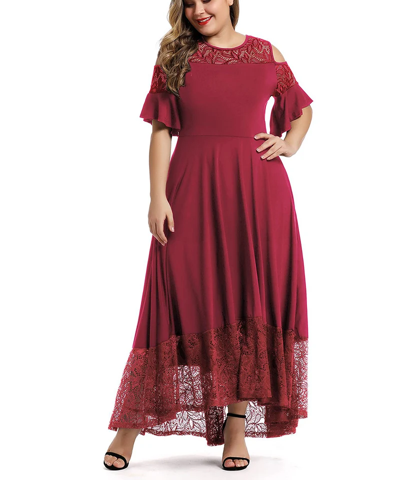 Sexy Solid Lace Patchwork Maxi Dress Women Summer Fashion O-neck Short Hollow Out Sleeve A-line Party Dress Elegant Lady Vestido
Sexy Solid Lace Patchwork Maxi Dress Women Summer Fashion O-neck Short Hollow Out Sleeve A-line Party Dress Elegant Lady Vestido