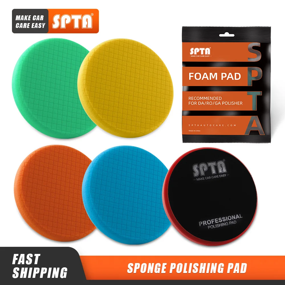 

SPTA 2Pcs/5Pcs 5"(125mm)/6"(150mm) /7"(180mm) Car Spong Buffing Polishing Pads For DA/RO/GA Car Buffer Polisher Scratch Removal