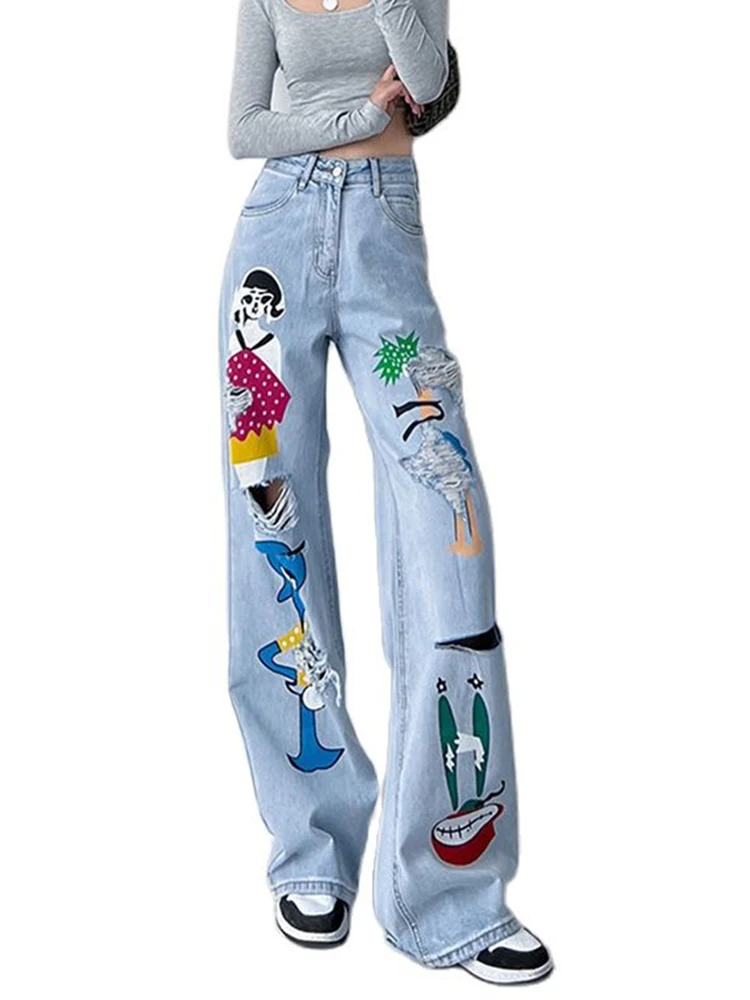 Summer Hollow Out Jeans Streetwear Oversize Denim Pants Women Loose High Waist Pants Printed Dance Harajuku BF Wide Leg Pants
Summer Hollow Out Jeans Streetwear Oversize Denim Pants Women Loose High Waist Pants Printed Dance Harajuku BF Wide Leg Pants