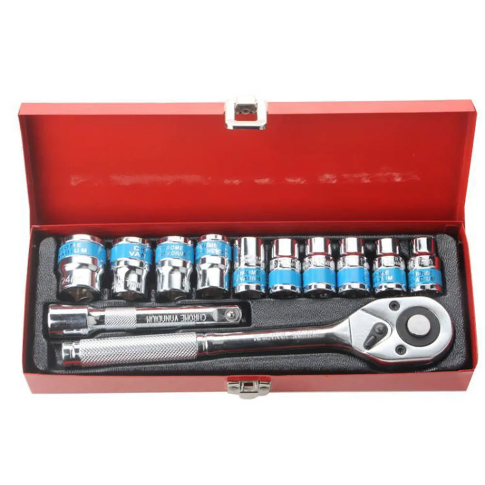 Rustproof Drive Socket Wrench Set with Extension Bar Ratcheting Car Repair Tool Kit 12pcs Chromium Vanadium Steel Construction
Rustproof Drive Socket Wrench Set with Extension Bar Ratcheting Car Repair Tool Kit 12pcs Chromium Vanadium Steel Construction