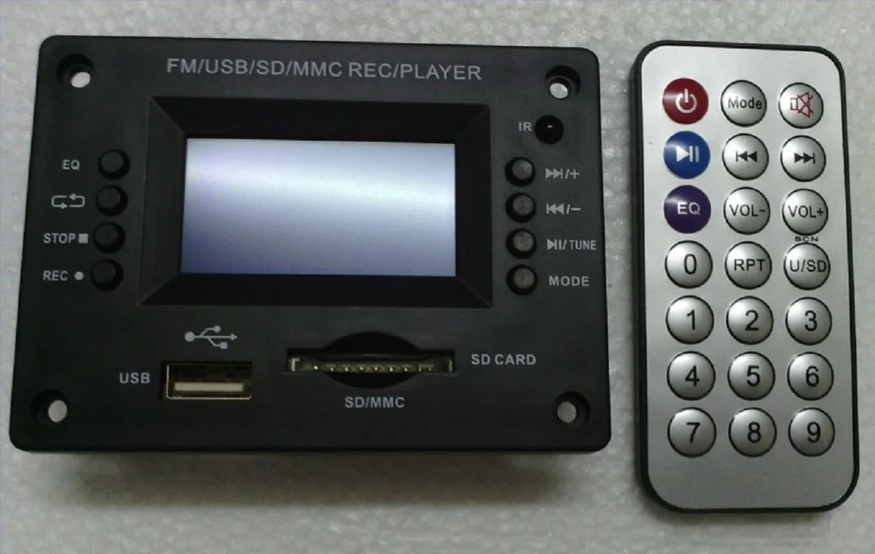 Mp3 Display Decoder Board USB MMC REC FM DC12V U Disk SD Card Player With Connecting Line 
Mp3 Display Decoder Board USB MMC REC FM DC12V U Disk SD Card Player With Connecting Line