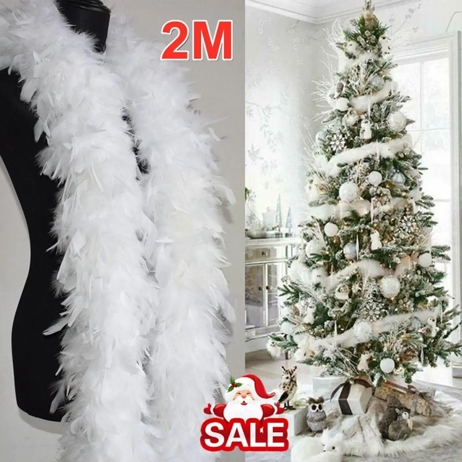 

Natural Feather Boa Strip Xmas Ribbon Party Garland Diy Craft Tree White Christmas Supplies Decoration Wedding Feather 2m D P0e2
