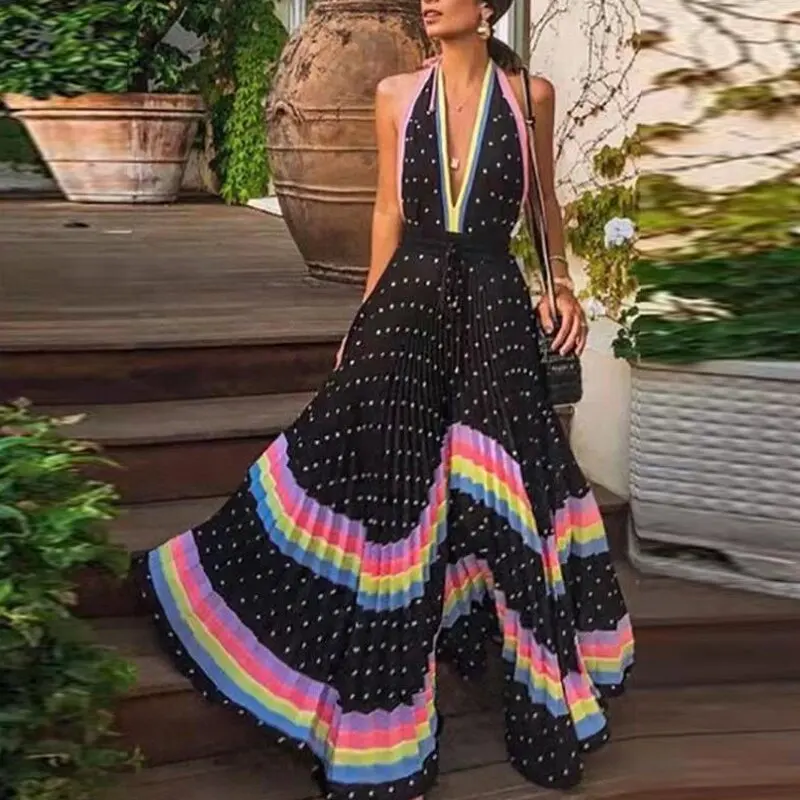 Sexy Halter Neck Deep Vneck Cocktail Dresses for Women Polka Dot Print Beach Vacation Bohemia Prom Gown Vestidos De Mujer Casual
Sexy Halter Neck Deep Vneck Cocktail Dresses for Women Polka Dot Print Beach Vacation Bohemia Prom Gown Vestidos De Mujer Casual