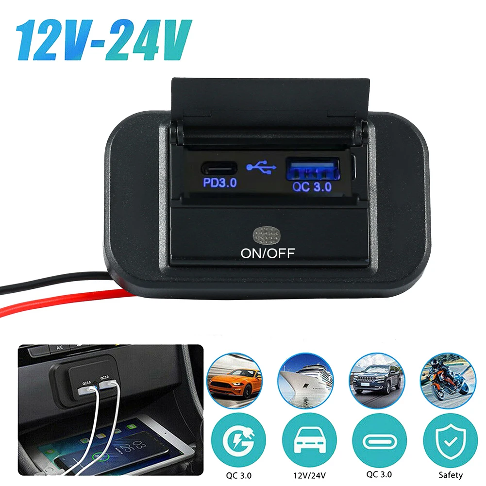12 В двойной USB-порт QC3.0 + PD3.0 для автомобиля, быстрая фоторозетка, панель для быстрой зарядки USB 3,0 с портом USB-C
12 В двойной USB-порт QC3.0 + PD3.0 для автомобиля, быстрая фоторозетка, панель для быстрой зарядки USB 3,0 с портом USB-C