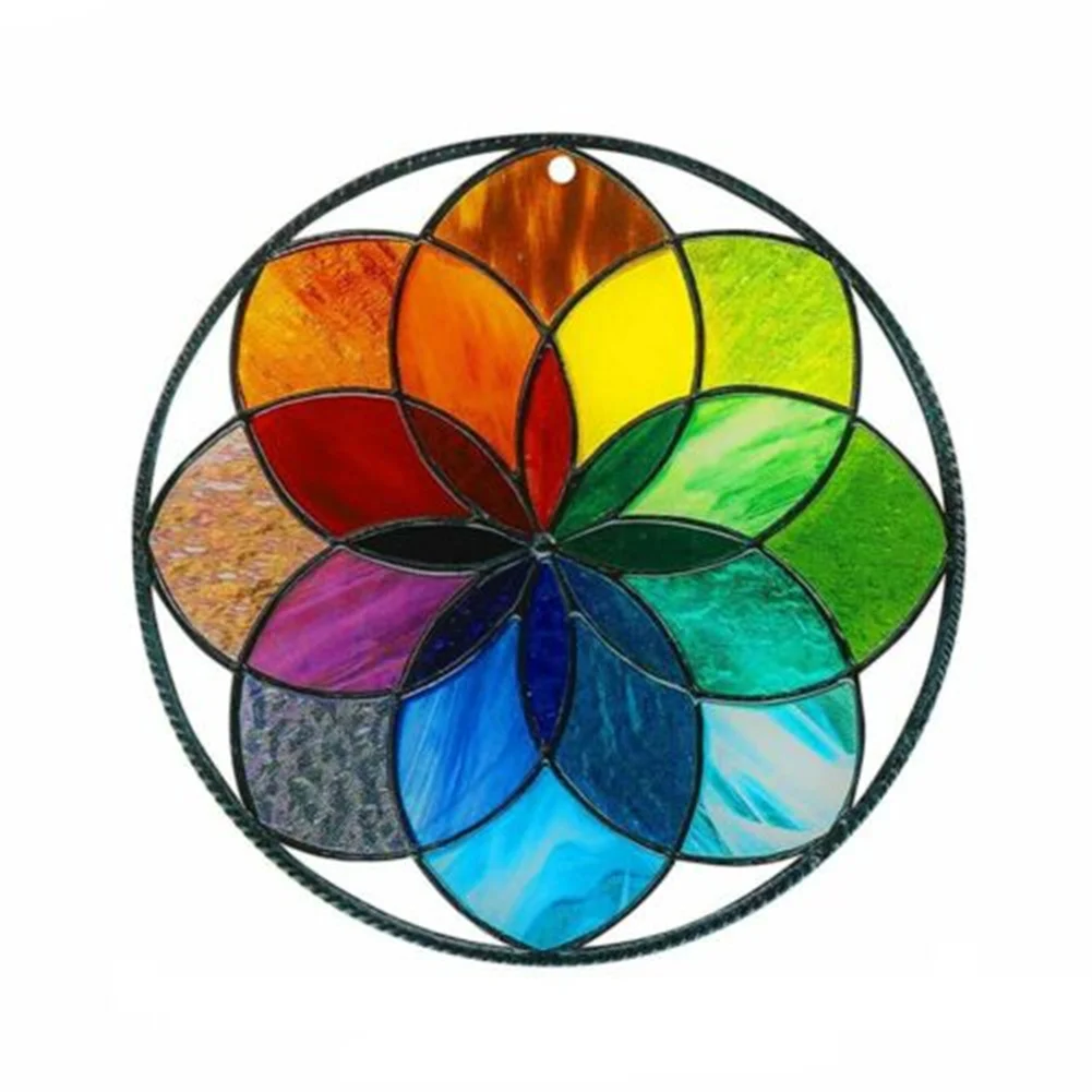 Hanging Ornament 7.87inches Round Geometric Pattern Stained Glass Rainbow Walls Hanging Panel Garden Wall Pendant Gift
Hanging Ornament 7.87inches Round Geometric Pattern Stained Glass Rainbow Walls Hanging Panel Garden Wall Pendant Gift