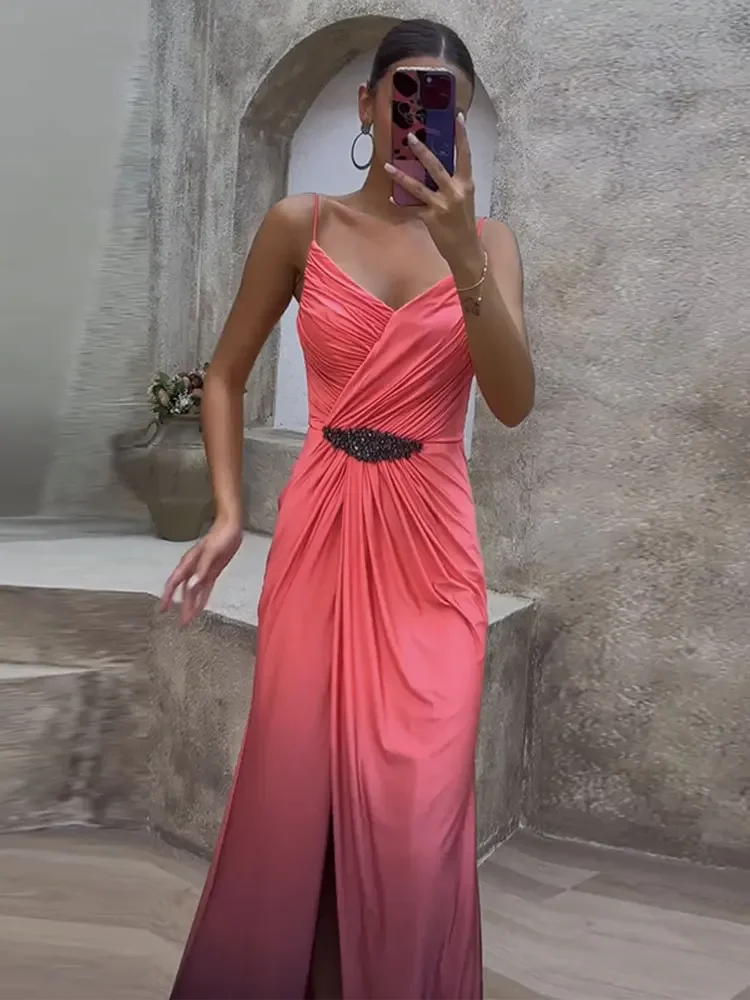 2023 Autumn Elegant Gradient Split Maxi Dress Women Sexy Off Shoulder Sling Long Vestidos Ladies Fashion Evening Party Robe
2023 Autumn Elegant Gradient Split Maxi Dress Women Sexy Off Shoulder Sling Long Vestidos Ladies Fashion Evening Party Robe